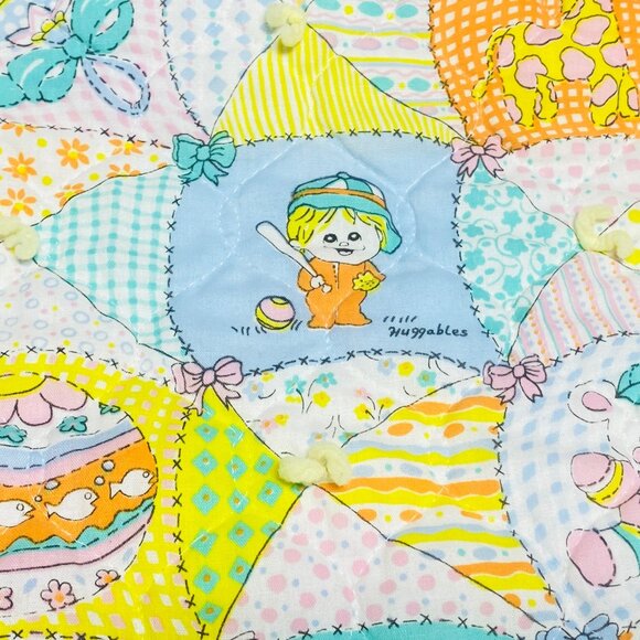 Vintage Huggables Baby Blanket Pastel Patchwork Design Cotton - Picture 6 of 10